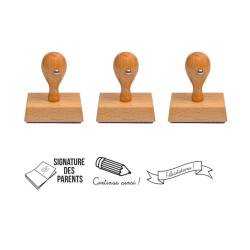 Coffret tampons enseignants à personnaliser en bois x3