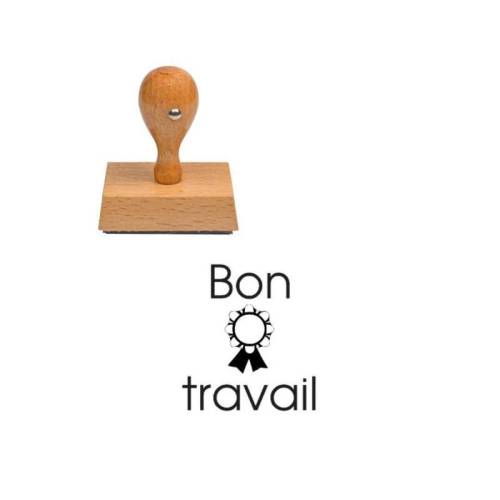 Tampon enseignant bon travail avec médaille en bois Tampon enseignant bon travail avec médaille en bois