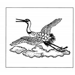 Tampon ex-libris en bois japonais cigogne