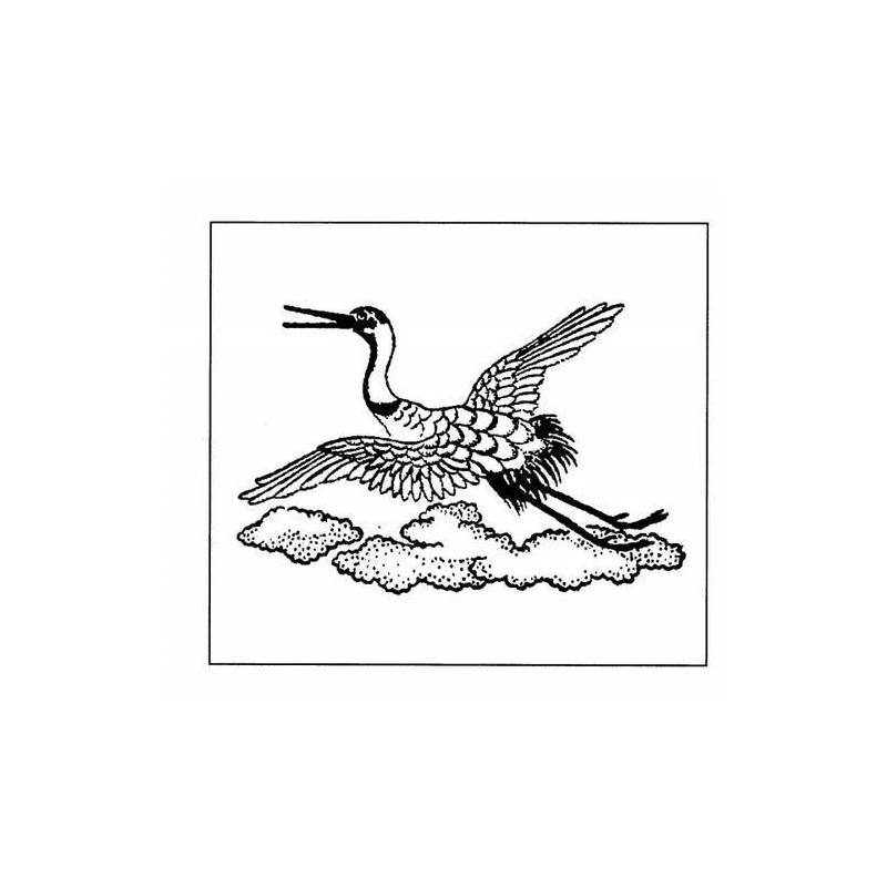 Tampon ex-libris en bois japonais cigogne