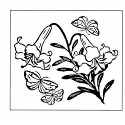Tampon ex-libris en bois japonais fleur
