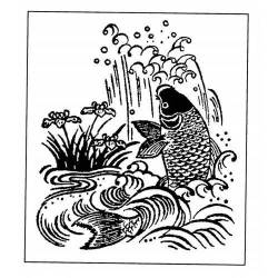 Tampon ex-libris en bois japonais poisson
