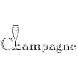 Tampon anniversaire champagne écriture en bois