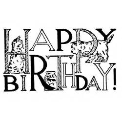 Tampon anniversaire Happy Birthday en bois