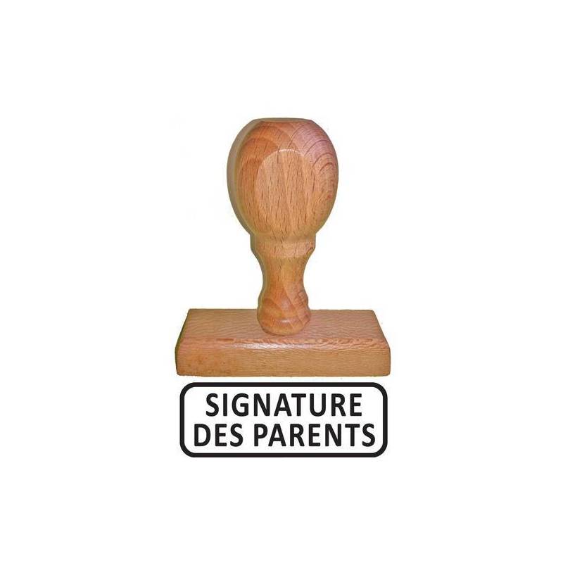 Tampon signature des parents rectangulaire en bois