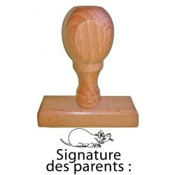 Tampon signature des parents souris en bois