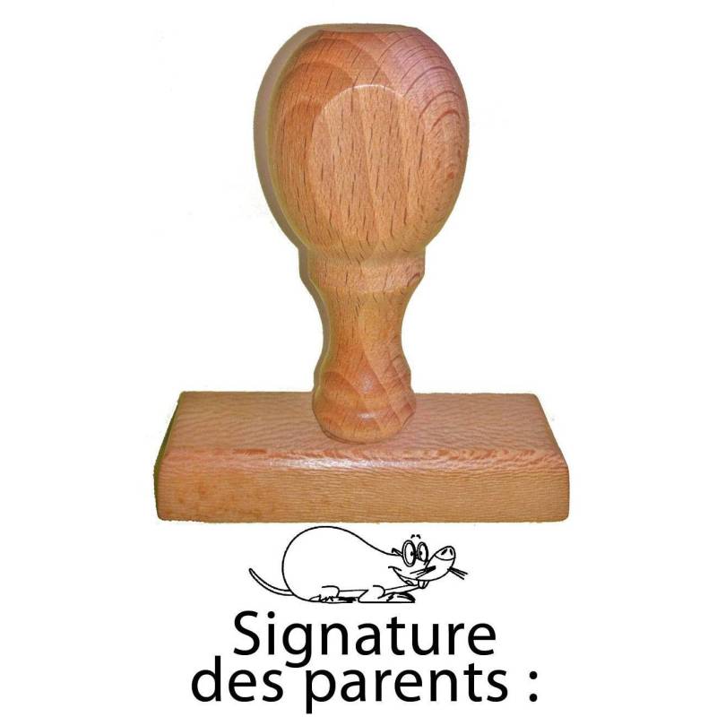 Tampon signature des parents souris en bois