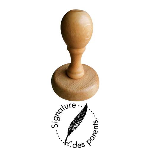 Tampon signature des parents plume en point en bois Tampon signature des parents plume en point en bois