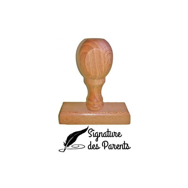 Tampon signature des parents plume en bois