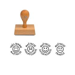 4 tampons Les maîtrises smileys en bois