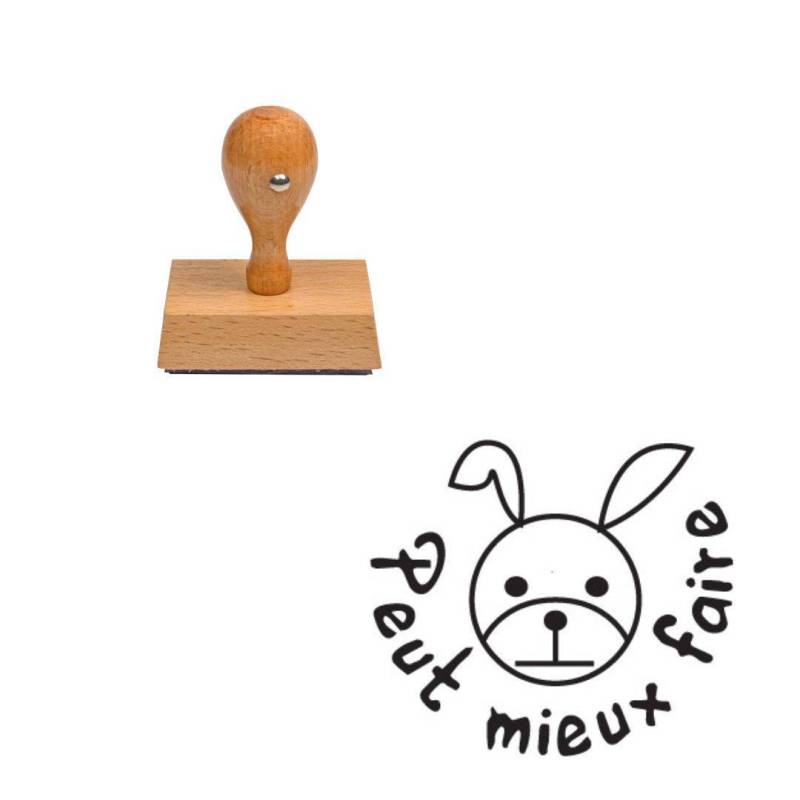 Tampon enseignant lapin peut mieux faire en bois n°46