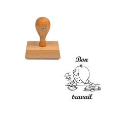 Tampon enseignant bon travail avec élève en bois n°61