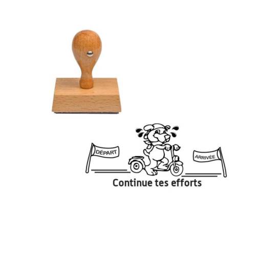 Tampon enseignant continue tes efforts vélo en bois n°110 Tampon enseignant continue tes efforts vélo en bois n°110