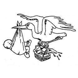 Tampon Naissance cigogne qui porte un bébé