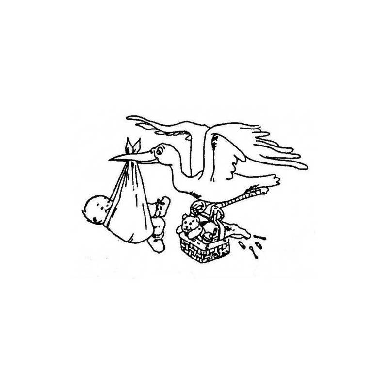 Tampon Naissance cigogne qui porte un bébé