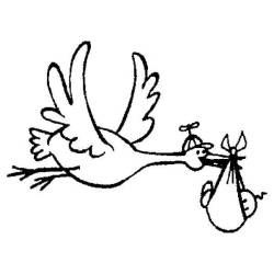 Tampon Naissance cigogne qui porte un bébé n°3
