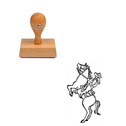 Tampon western Monture de cow-boy en bois Tampon western Monture de cow-boy en bois