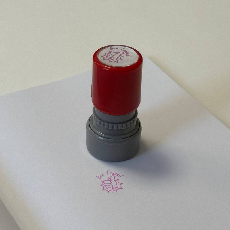 Tampon encreur enseignant Bon travail (rose)