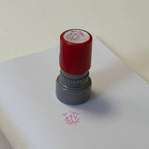 Tampon encreur enseignant Bon travail (rose)