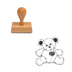 Tampon nounours en peluche n°2 en bois