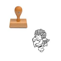 Tampon ange avec un petit cœur en bois