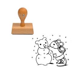 Tampon Noël Bonhomme de neige et souris