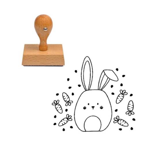 Tampon Pâques avec lapin et ses carottes Tampon Pâques avec lapin et ses carottes