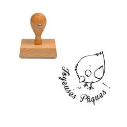 Tampon Pâques Joyeuses Pâques avec une poule