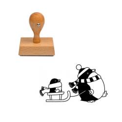 Tampon Noël Pingouin et une luge