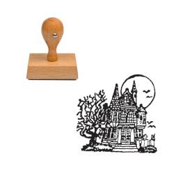 Tampon conte de fée Château de sorcière en bois