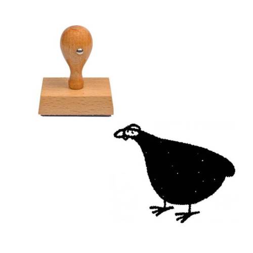 Tampon animaux Pintade en bois