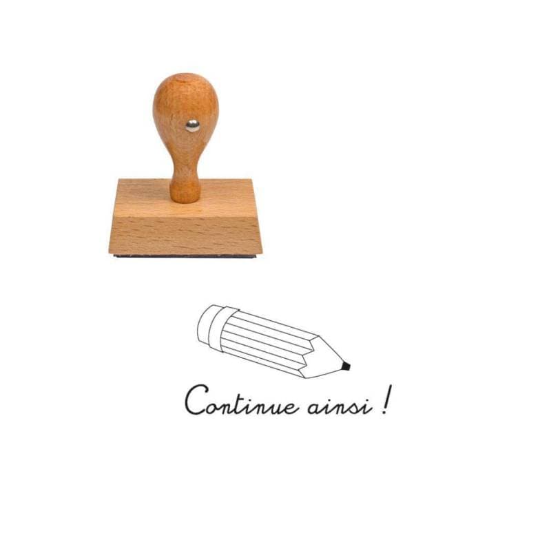 Tampon enseignant continue ainsi en bois
