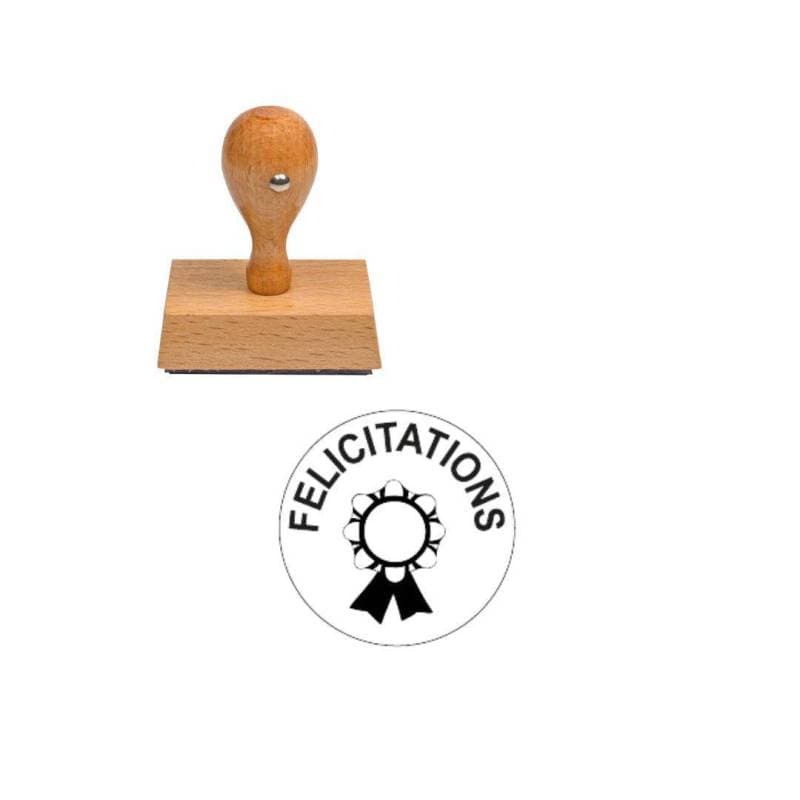 Tampon enseignant Félicitations médaille en bois