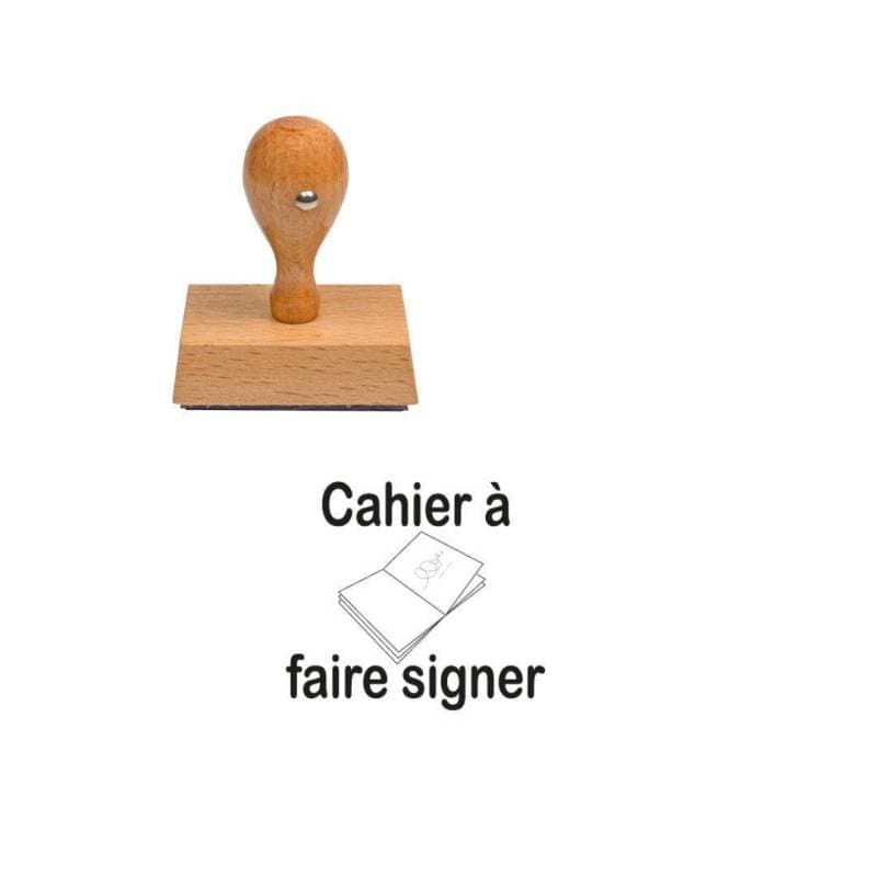 Tampon enseignant cahier à faire signer en bois