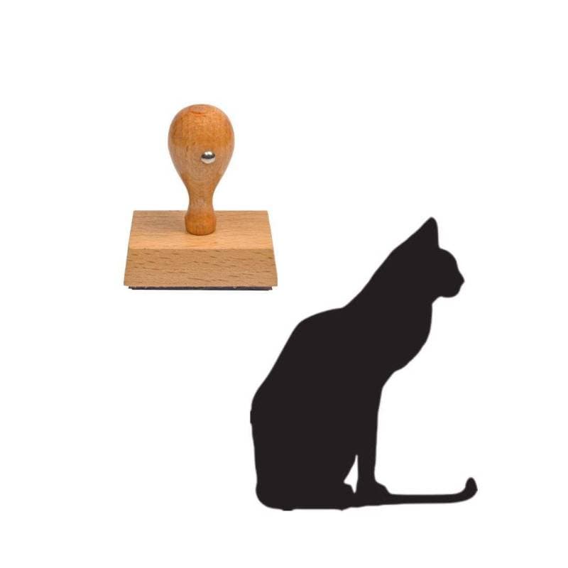 Tampon animaux chat en bois