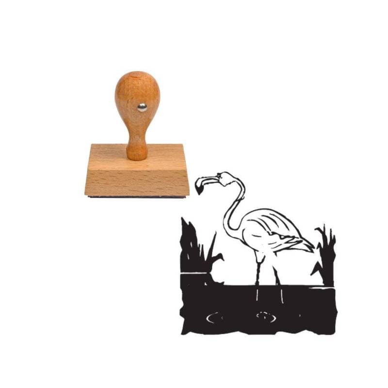 Tampon animaux Flamant rose en bois