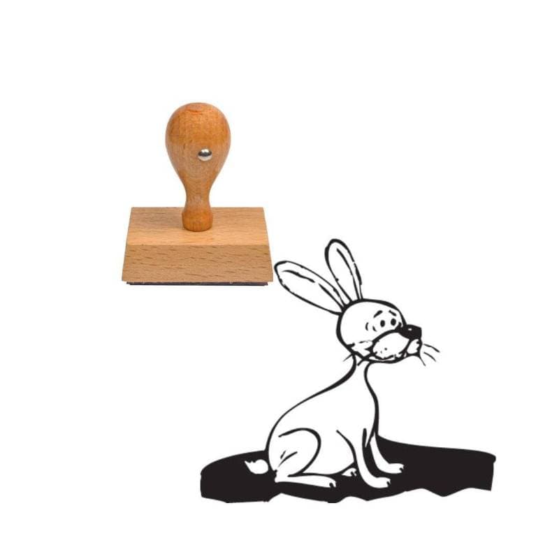 Tampon animaux lapin en bois