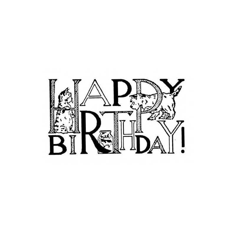 Tampon anniversaire Happy Birthday en bois