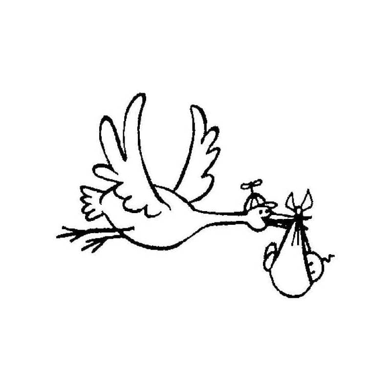 Tampon Naissance cigogne qui porte un bébé n°3