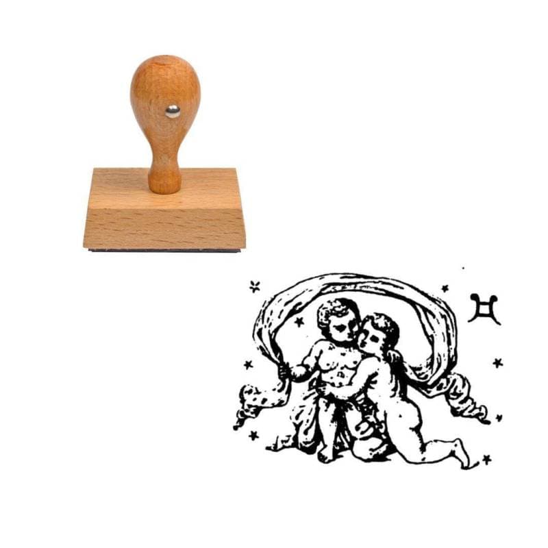 Tampon astrologique Gémeaux en bois