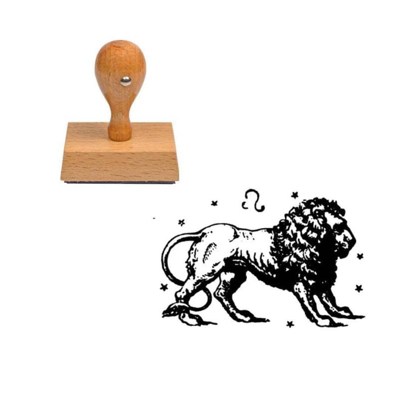 Tampon astrologique Lion en bois