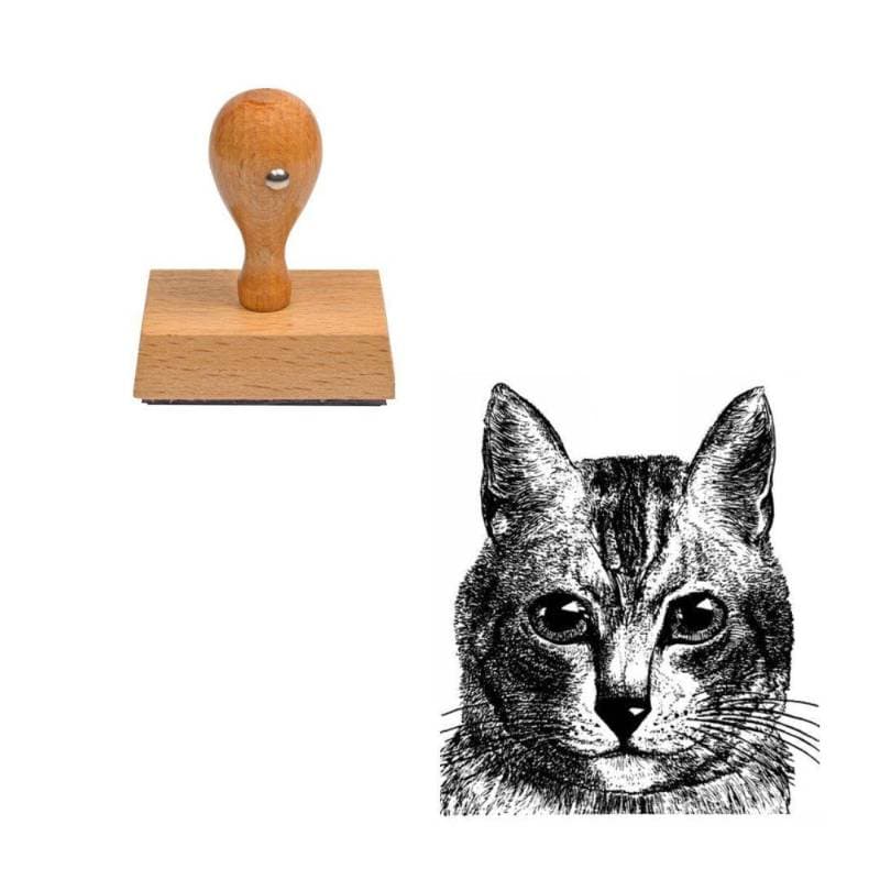 Tampon gravure ancienne chat
