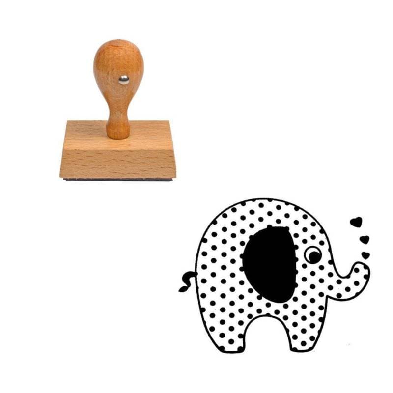 Tampon animaux Eléphant cœur en bois