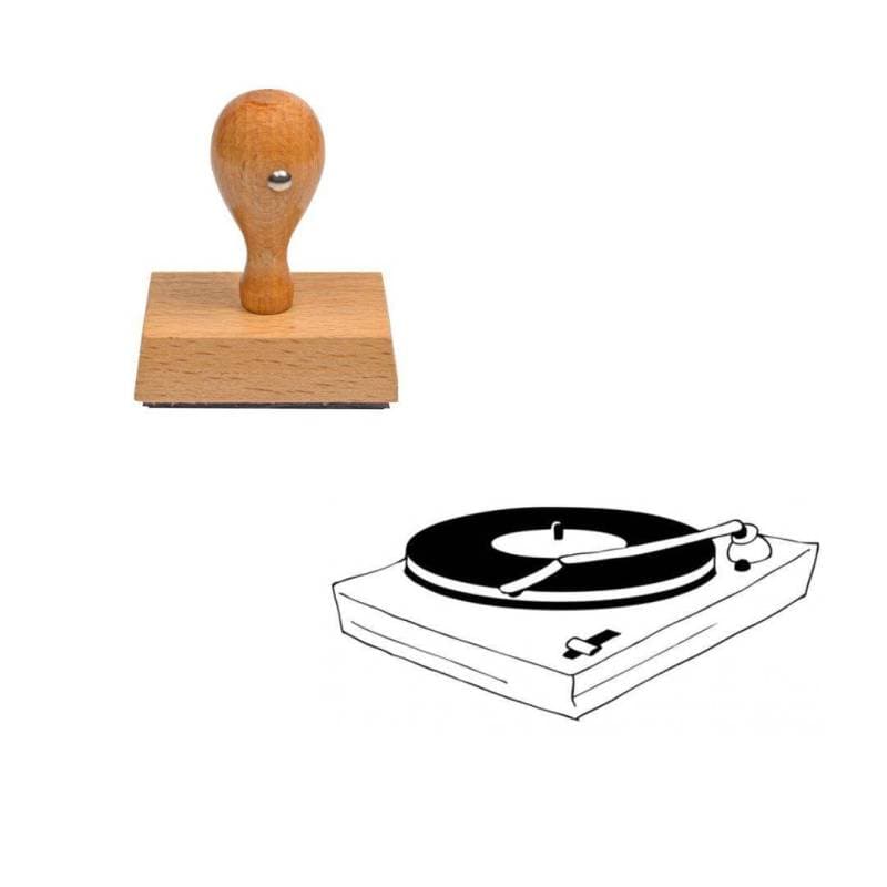 Tampon musique Tourne disque en bois