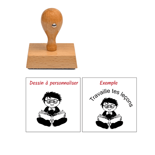 Tampon enseignant fait seul en bois à personnaliser n°62 Estampille Directe