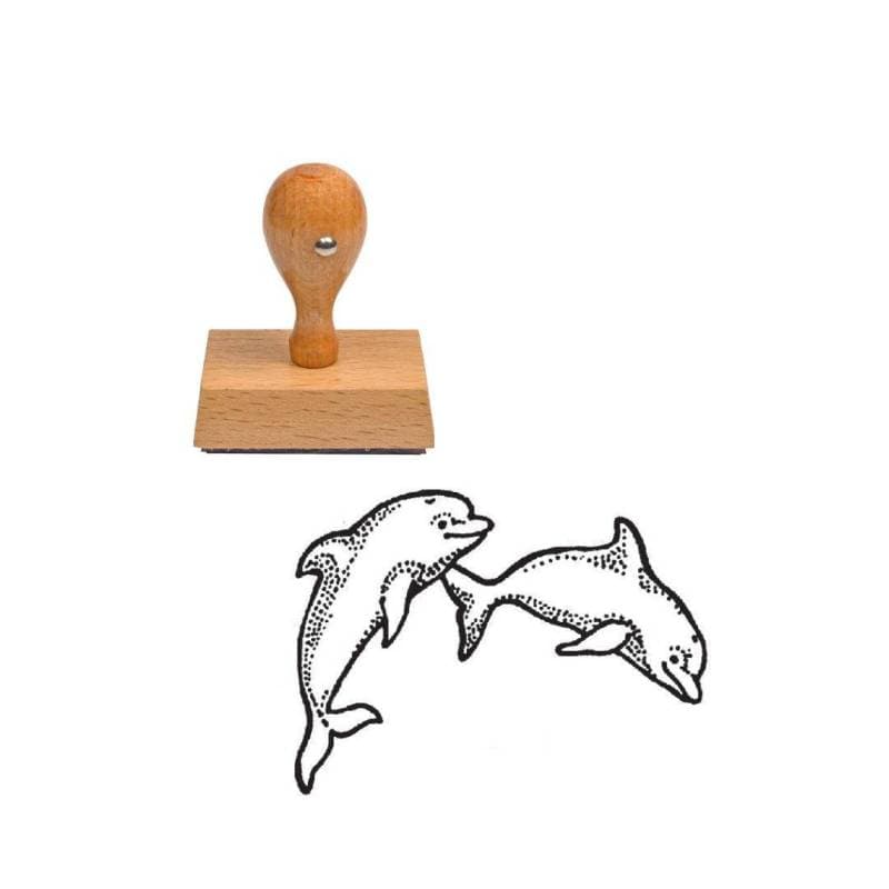 Tampon animaux dauphins en bois