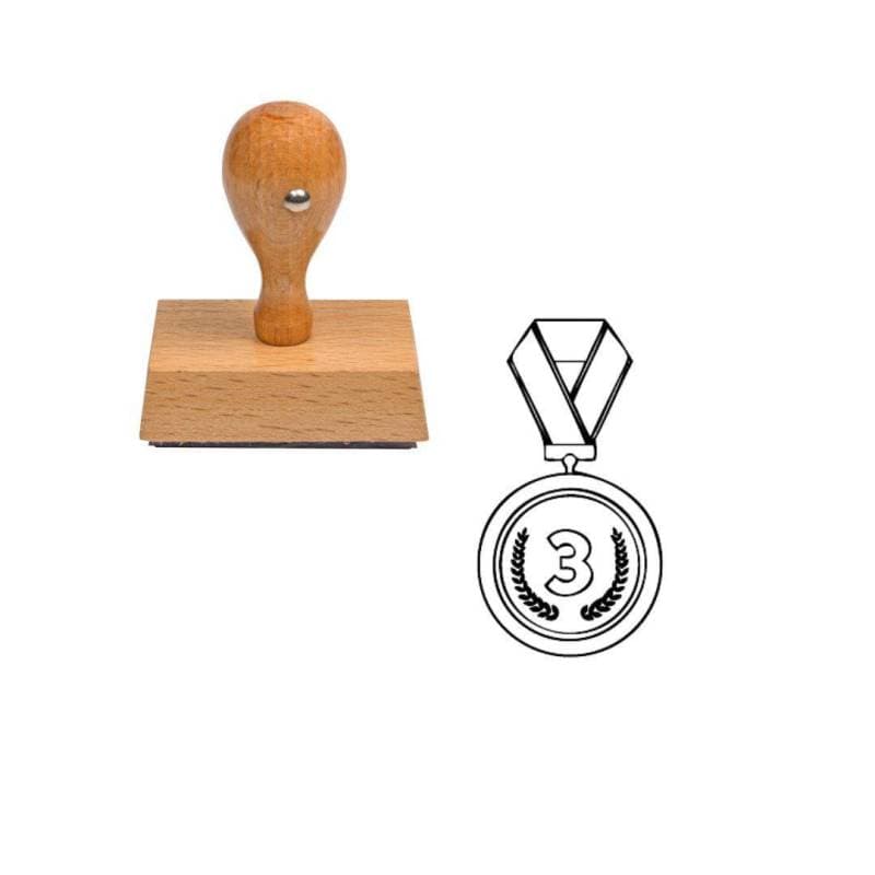 Tampon sport médaille bronze en bois