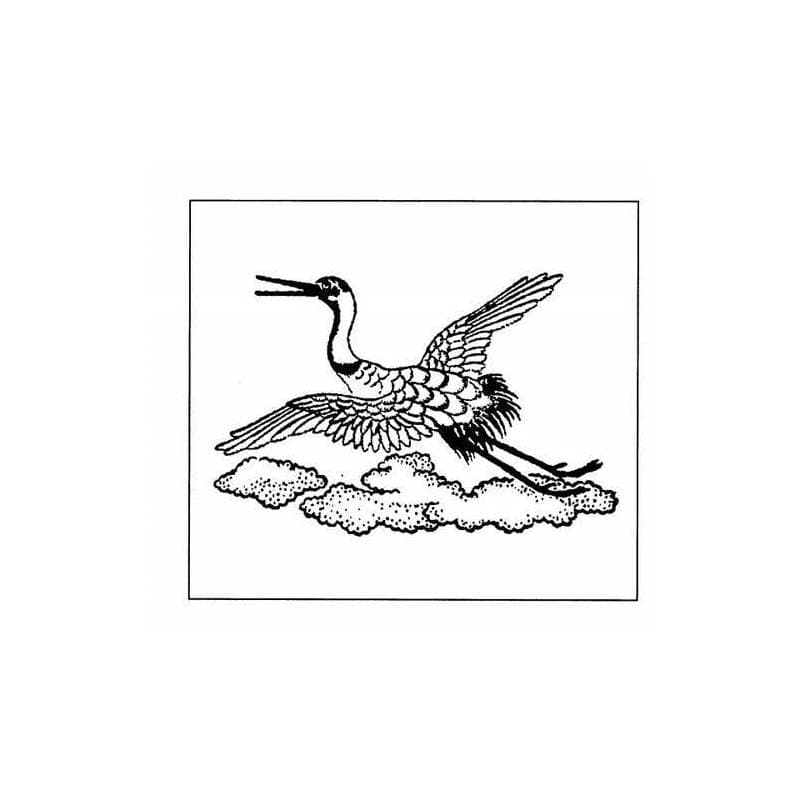 Tampon ex-libris en bois japonais cigogne