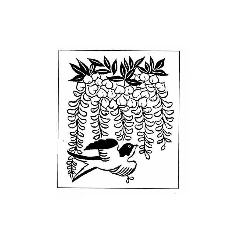 Tampon ex-libris en bois japonais oiseau art