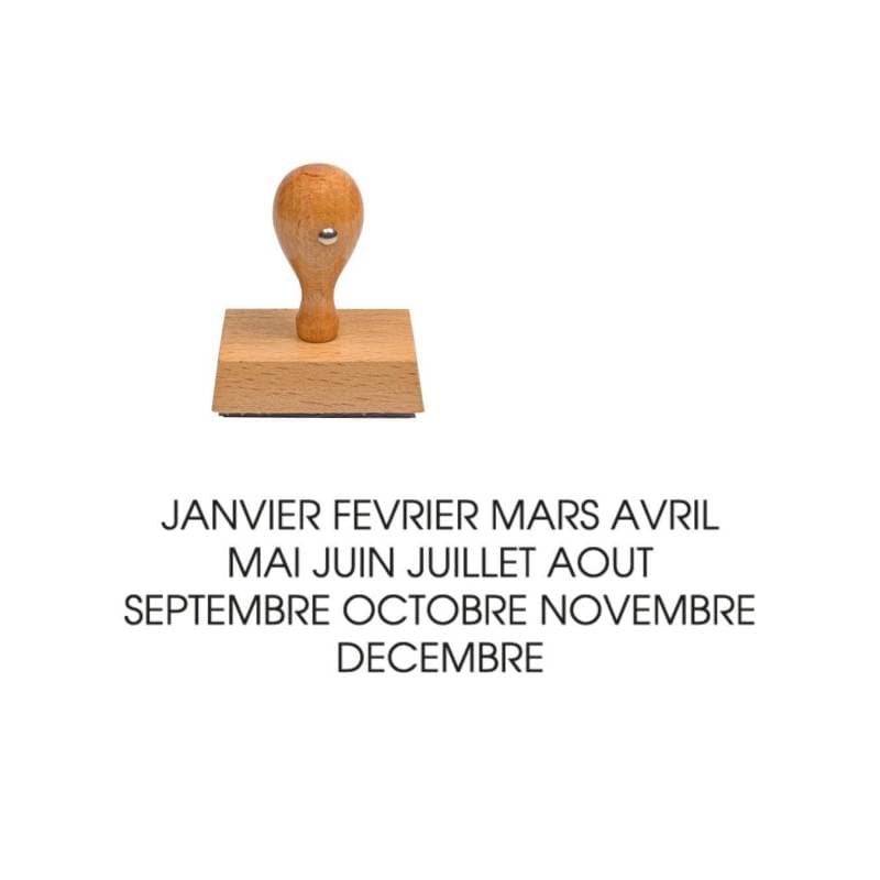 Tampon mois de l'année majuscule en bois